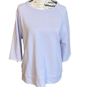 Lou & Grey Top Form Collection 3/4 Sleeve Back Zip Pocket Lavender Size M